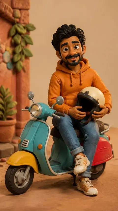 3D Clay Scooter Portrait