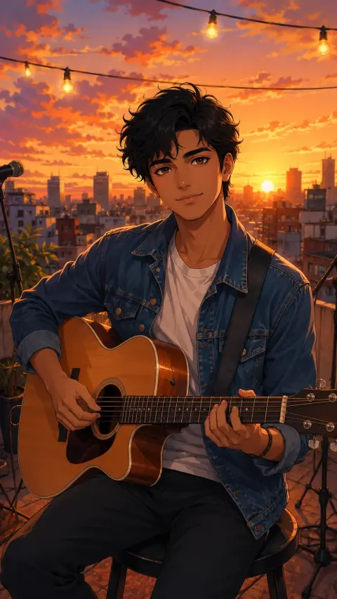Anime Rooftop Guitarist