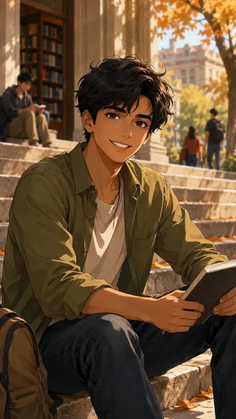 Anime Campus Library Portrait