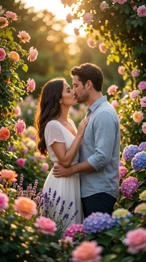 Flowers kissing
