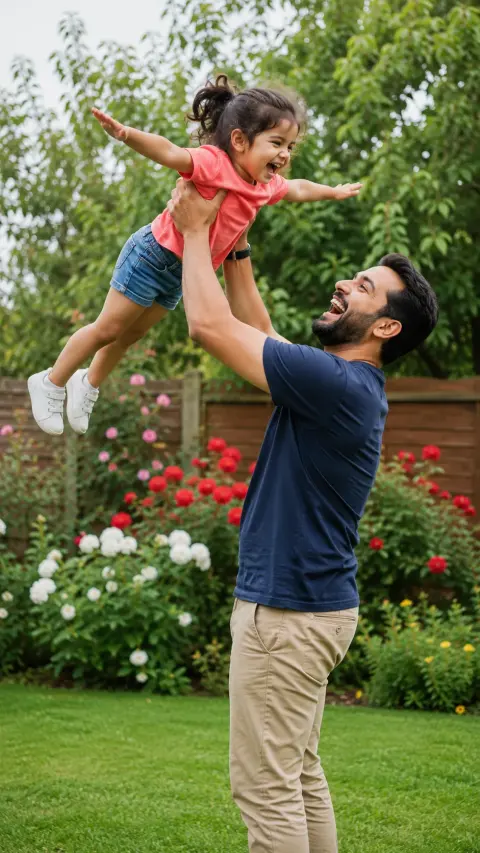 Garden Lift Father and Child