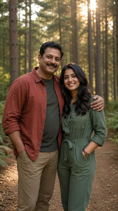 Forest Path Father and Daughter