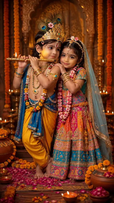 Janmashtami Krishna Radha Kids Portrait