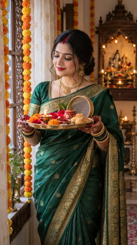 Teej Woman Puja By Window