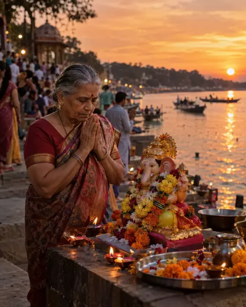 Sunset Ganesha Puja By The River