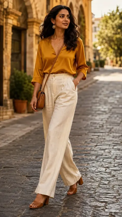 Mustard Satin Street Look