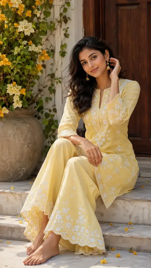 Pastel Yellow Doorstep Kurti