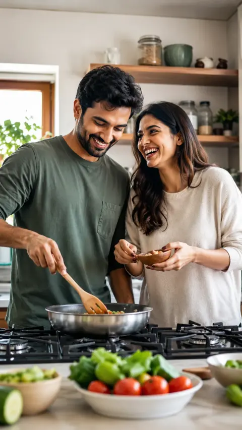 Lifestyle Couple Cooking Together