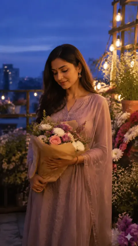 Rooftop Flowers Girl