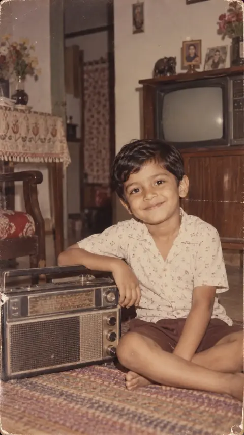 1980s Indian Boy With Radio