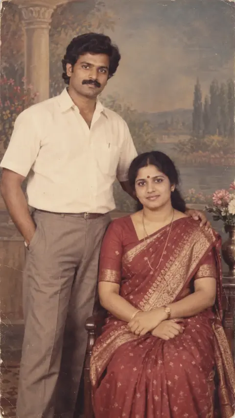 1980s Indian Couple Studio Portrait